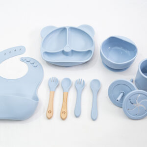 Set Bebe Alimentación Completa Silicona 10 Productos Osito Blue