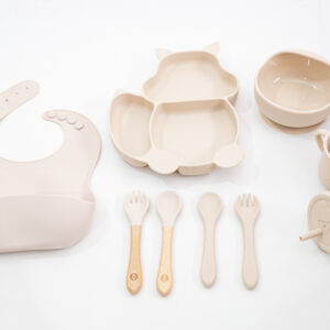Set Bebe Alimentación Completa Silicona 10 Productos Ardilla Beige