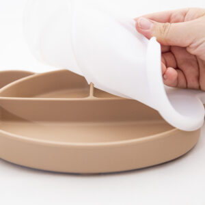 Plato Oso con tapa Silicona  Ventosa Divisiones Bebe Infantil Sopapa  Marron