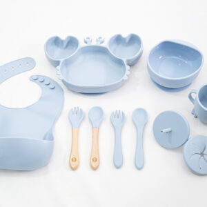 Set  Bebe Alimentación Completa Silicona Cangrejo Blue