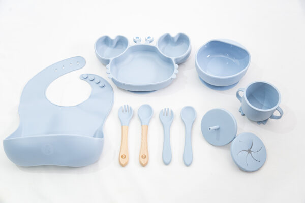 Set  Bebe Alimentación Completa Silicona Cangrejo Blue