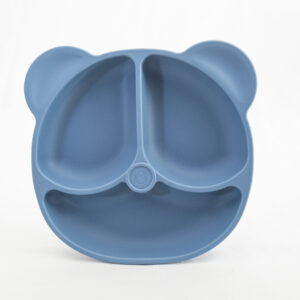 Plato Silicona  Ventosa Divisiones Bebe Infantil Sopapa Osito Azul Oscuro
