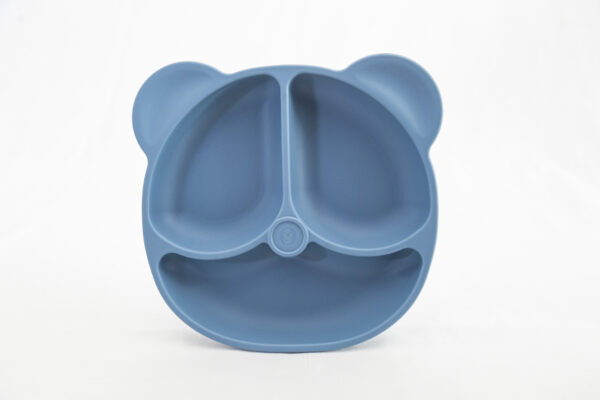 Plato Silicona  Ventosa Divisiones Bebe Infantil Sopapa Osito Azul Oscuro