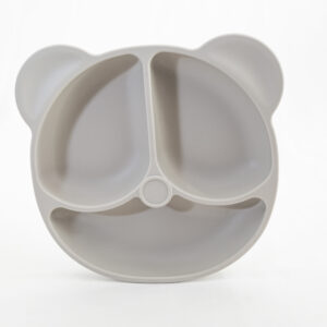 Plato Silicona  Ventosa Divisiones Bebe Infantil Sopapa Osito Gris