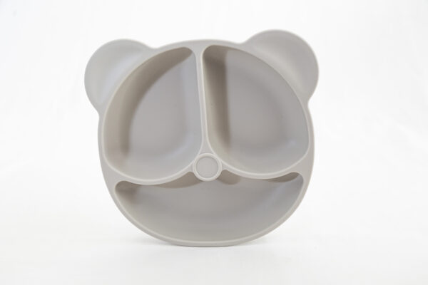 Plato Silicona  Ventosa Divisiones Bebe Infantil Sopapa Osito Gris
