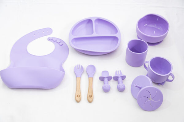 Set Bebe Alimentación Completa Silicona 10 Productos Violeta comun