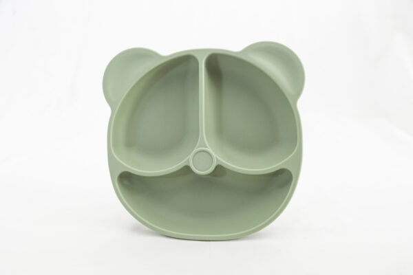 Plato Silicona  Ventosa Divisiones Bebe Infantil Sopapa Osito Verde Militar