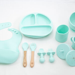 Set Bebe Alimentación Completa Silicona 10 Productos Menta comun