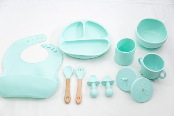 Set Bebe Alimentación Completa Silicona 10 Productos Menta comun