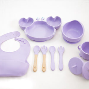 Set  Bebe Alimentación Completa Silicona Cangrejo Purple