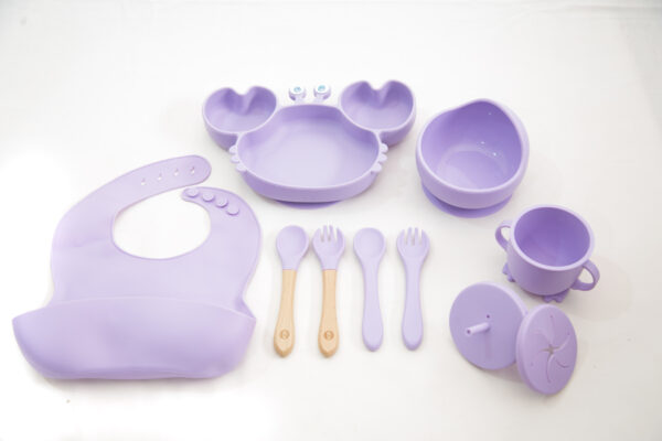 Set  Bebe Alimentación Completa Silicona Cangrejo Purple