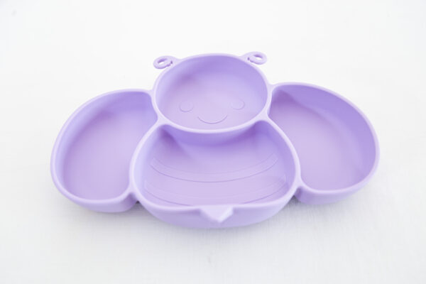 Plato Silicona Ventosa Divisiones Bebe Infantil Sopapa Abejita Violeta