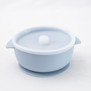 Bowl Silicona Con Tapa Bebé Alimentación Celeste