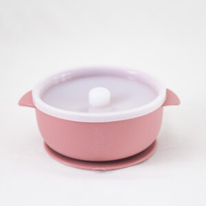 Bowl Silicona Con Tapa Bebé Alimentación Dark Pink