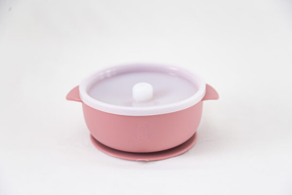 Bowl Silicona Con Tapa Bebé Alimentación Dark Pink