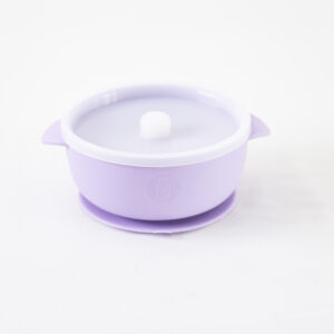 Bowl Silicona Con Tapa Bebé Alimentación Purple