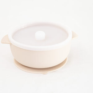 Bowl Silicona Con Tapa Bebé Alimentación Beige