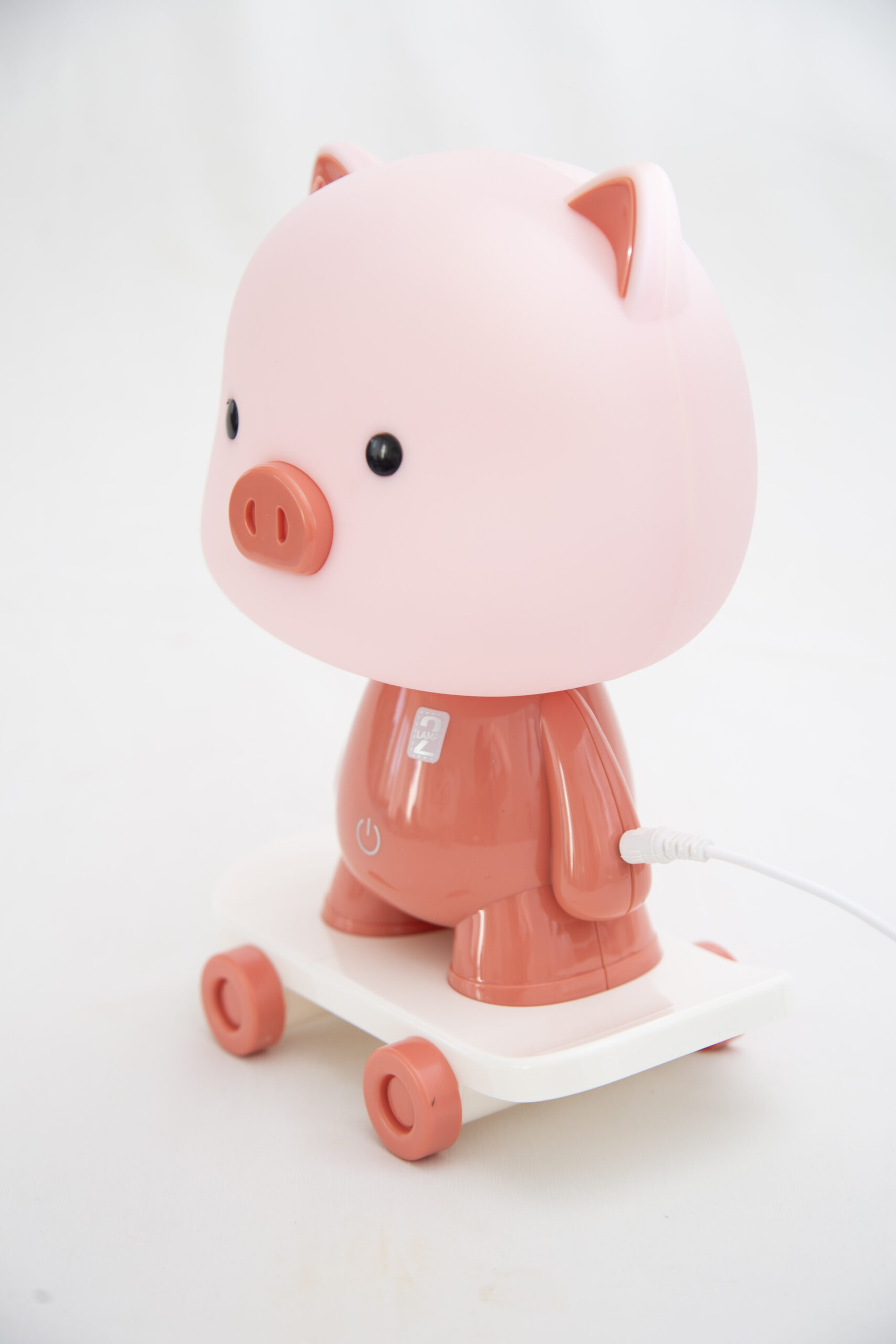 Velador Infantil Usb Cerdito Rosa En Patineta - Imagen 2