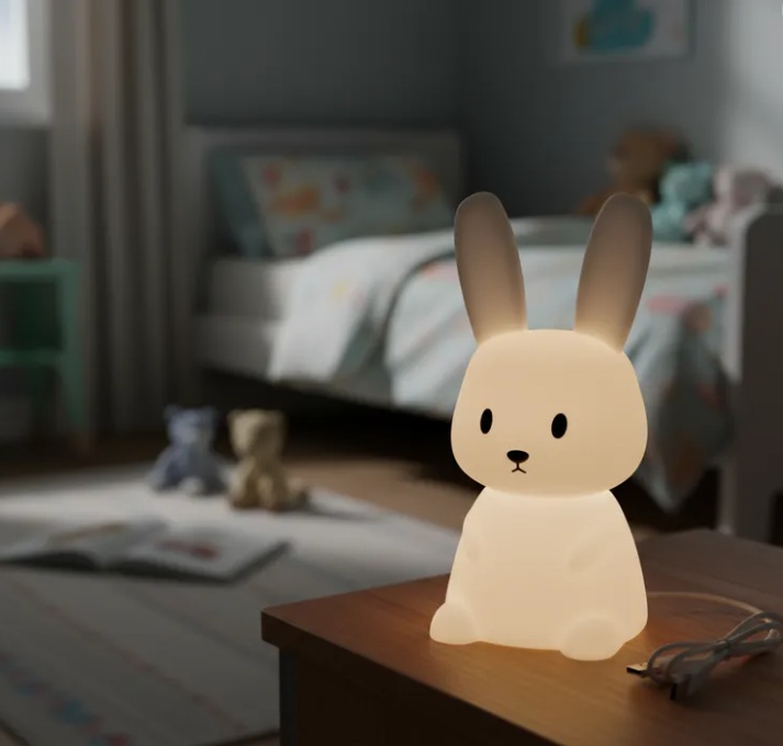 Velador Silicona Conejo Con Carga Usb Y Control Táctil - Imagen 4
