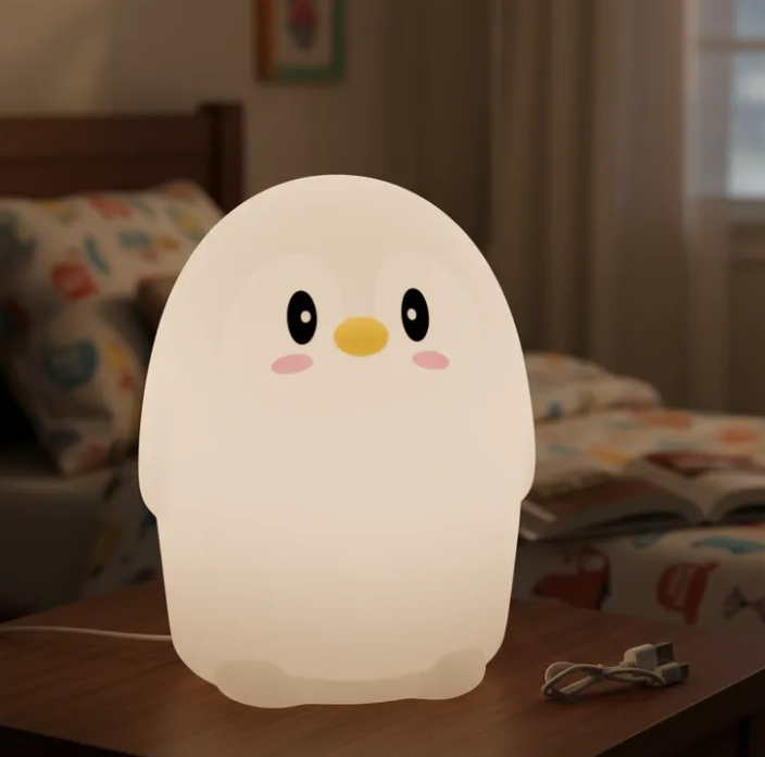 Velador Silicona Pingüino Con Carga Usb Y Control Táctil - Imagen 4